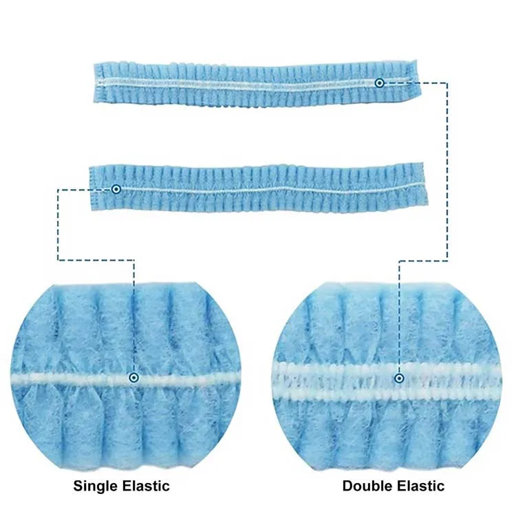 Nonwoven/SMS/PP/Round/Crimped/Pleated/Strip/Disposable Clip Mop Cap PE Bouffant Shower Bathing Hotel Cap