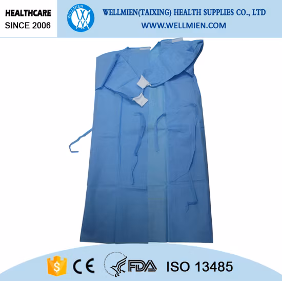 Bata de médico desechable SMS/SMMS/Spunlace límite ultrasónico
