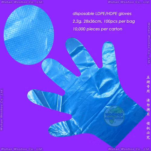 Guantes desechables de polietileno transparente/HDPE/LDPE/CPE/TPE/plástico para servicios alimentarios
